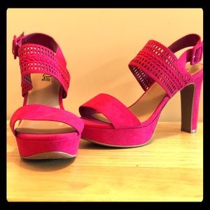 Red heeled sandals